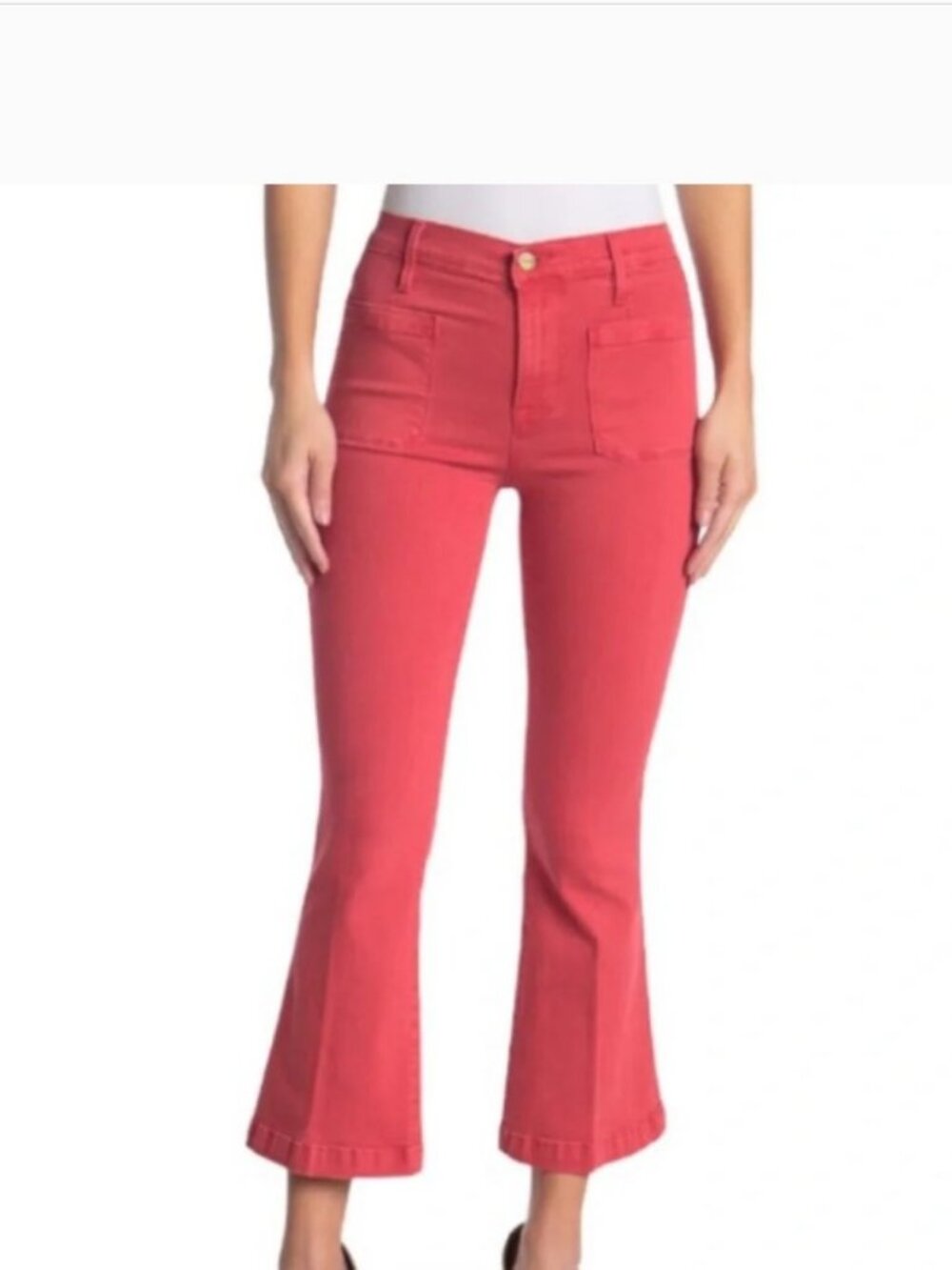 Frame Denim Le Bardot Crop Flare Red Coral Jeans - Size 25
